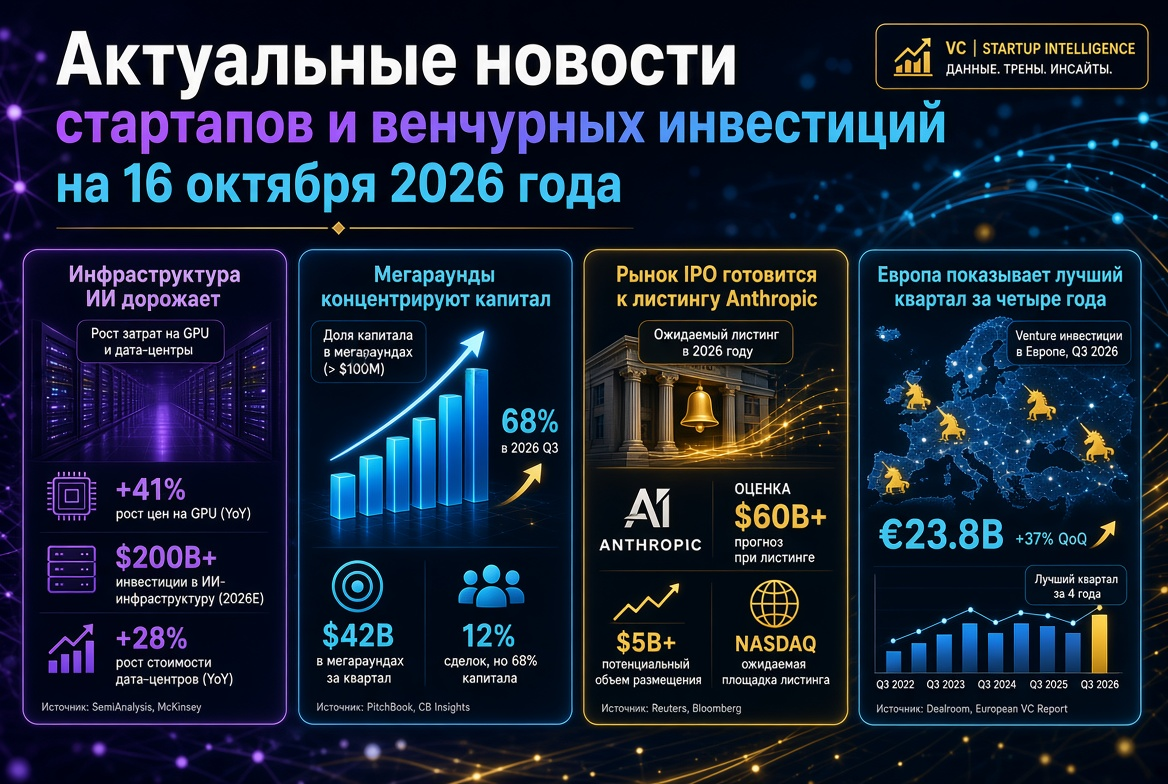 Current Startup and Venture Investment News as of October 16, 2026: Rising AI Infrastructure Costs, Capital Concentration from Mega Rounds, IPO Market Preparing for Anthropic Listing, and Europe Showing the Best Quarter in Four Years
