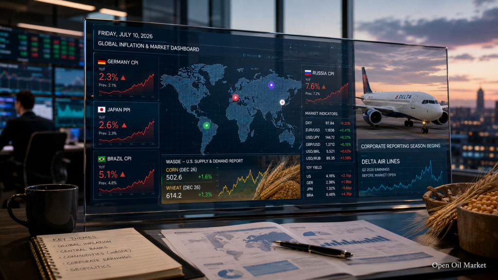 Inflation in Germany, Russia, and Brazil, Japan's PPI, WASDE, and Delta Air Lines Report - Major Events on July 10, 2026