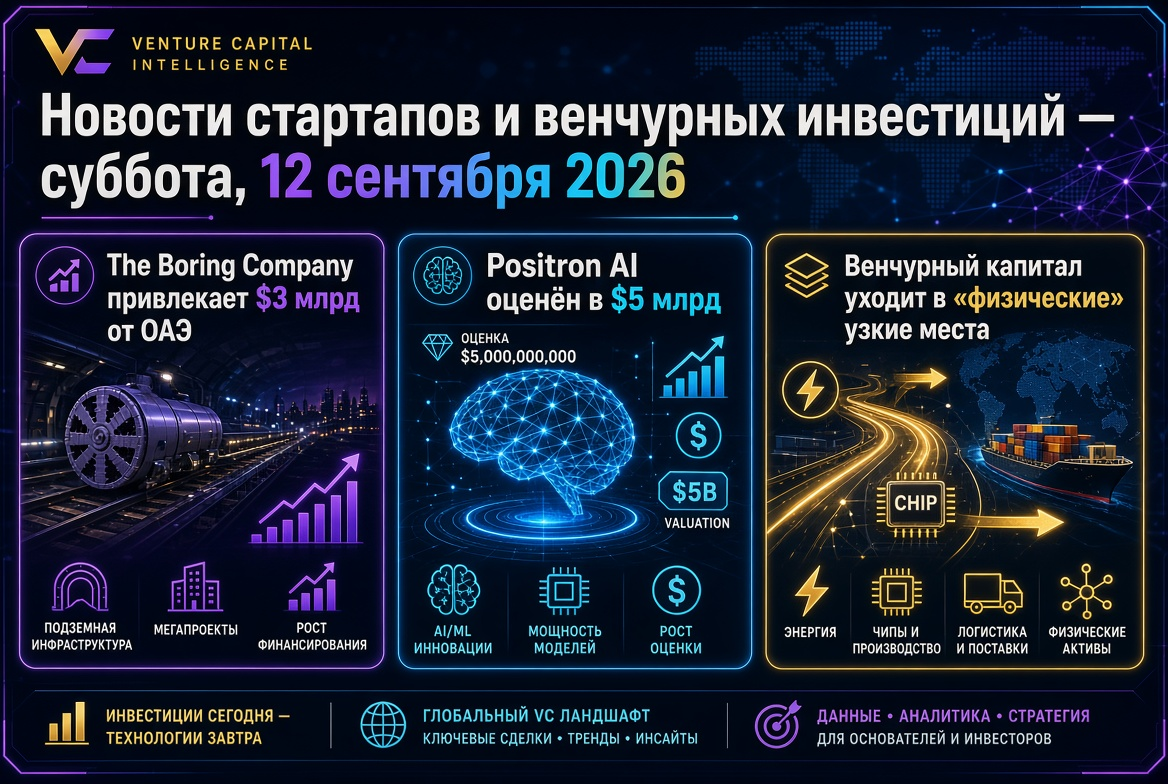 Startup and Venture Investment News - Saturday, September 12, 2026: The Boring Company raises $3 billion from the UAE, Positron AI valued at $5 billion, and venture capital moves into 'physical' bottlenecks