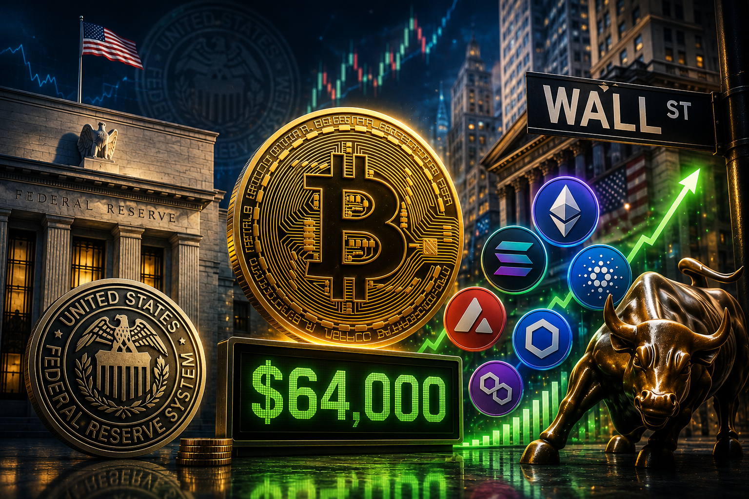 Cryptocurrency News, Thursday, July 30, 2026: The market awaits the Fed's verdict, Bitcoin holds at $64,000, and Wall Street enters altcoins.