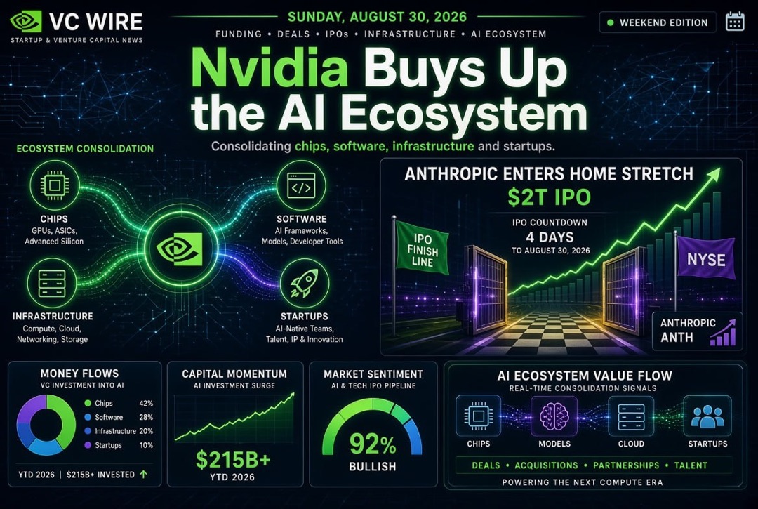 Startup and Venture Capital News - Sunday, August 30, 2026: Nvidia Acquires AI Ecosystem, Anthropic Races Towards $2 Trillion IPO