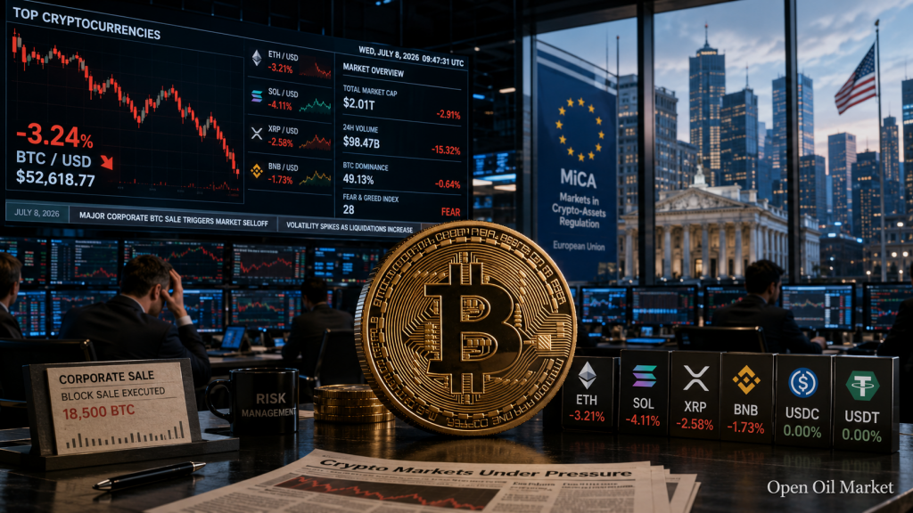 Cryptocurrency News, Wednesday July 8, 2026: Bitcoin Under Pressure from Strategy and New MiCA Rules