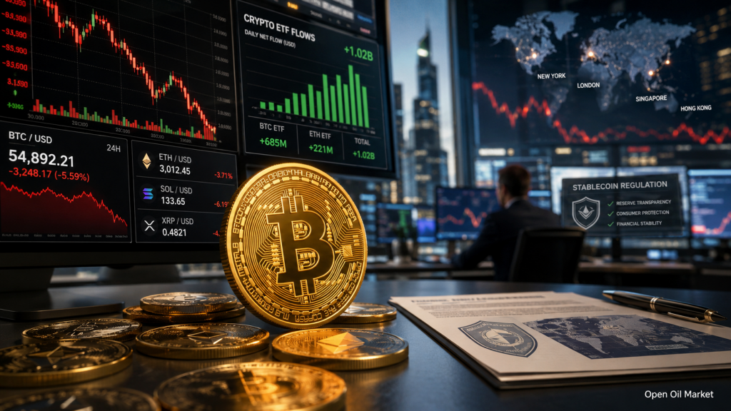 Cryptocurrency Market July 9, 2026: Bitcoin Under Pressure, Inflows to ETF, Ethereum, Solana, XRP, and Stablecoin Regulation