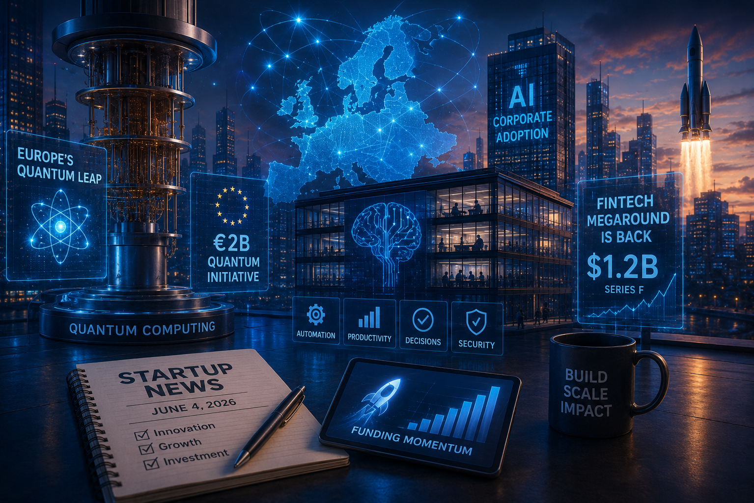 News of Startups and Venture Capital Investments, Thursday, 4 June 2026: European Quantum Breakthrough, Corporate AI and Return of Fintech Mega-Rounds