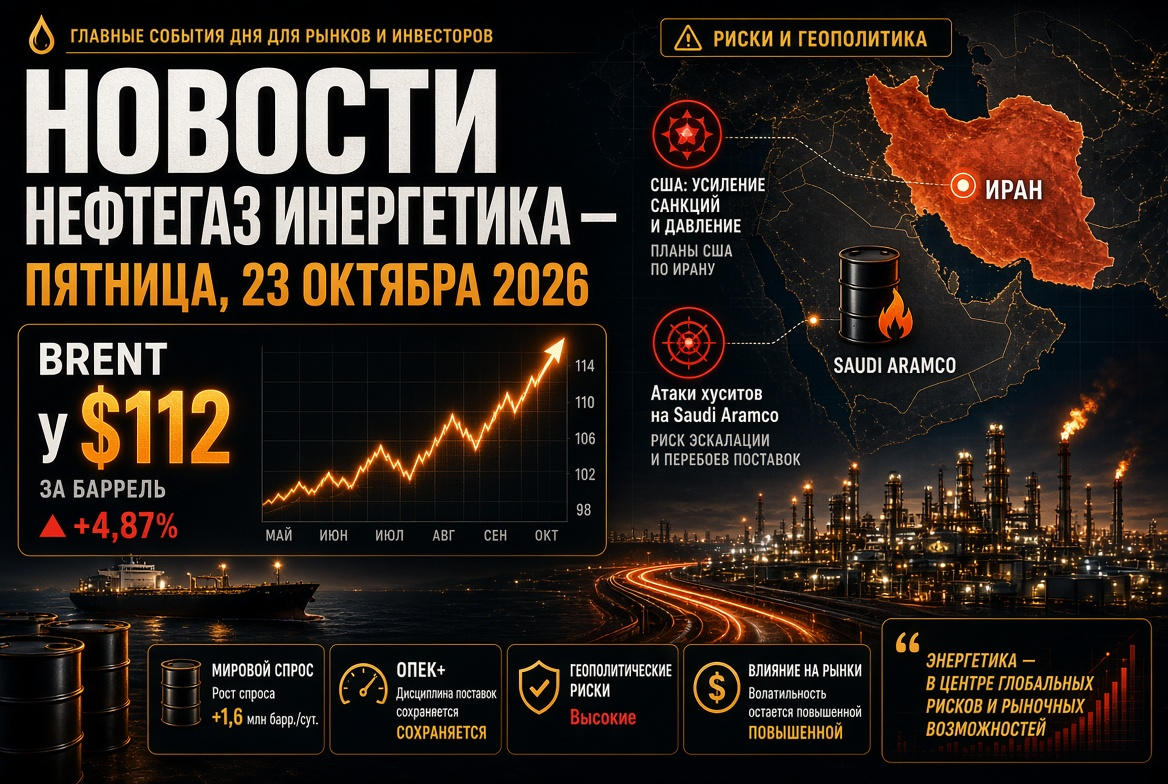 Oil and Gas News — Friday, October 23, 2026: Brent at $112 Amid US Plans for Iran and Houthi Attacks on Saudi Aramco