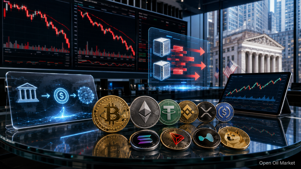 Cryptocurrency News June 1, 2026, Bitcoin and Ethereum amidst trading charts, ETF outflows, stablecoins, and the top 10 cryptocurrencies